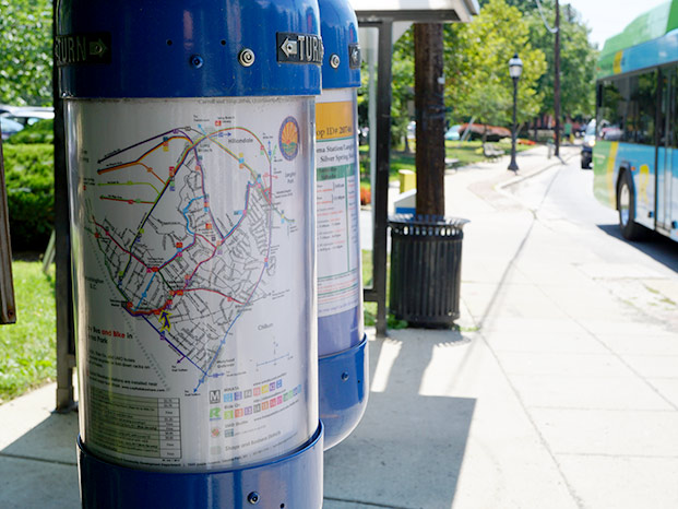 Photo of bus stop map tubes