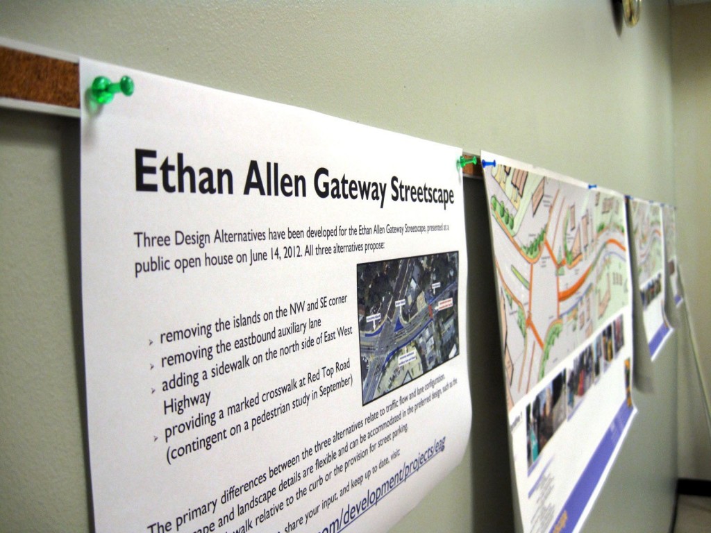 Plans for the Ethan Allen Gateway Streetscape improvement on display.