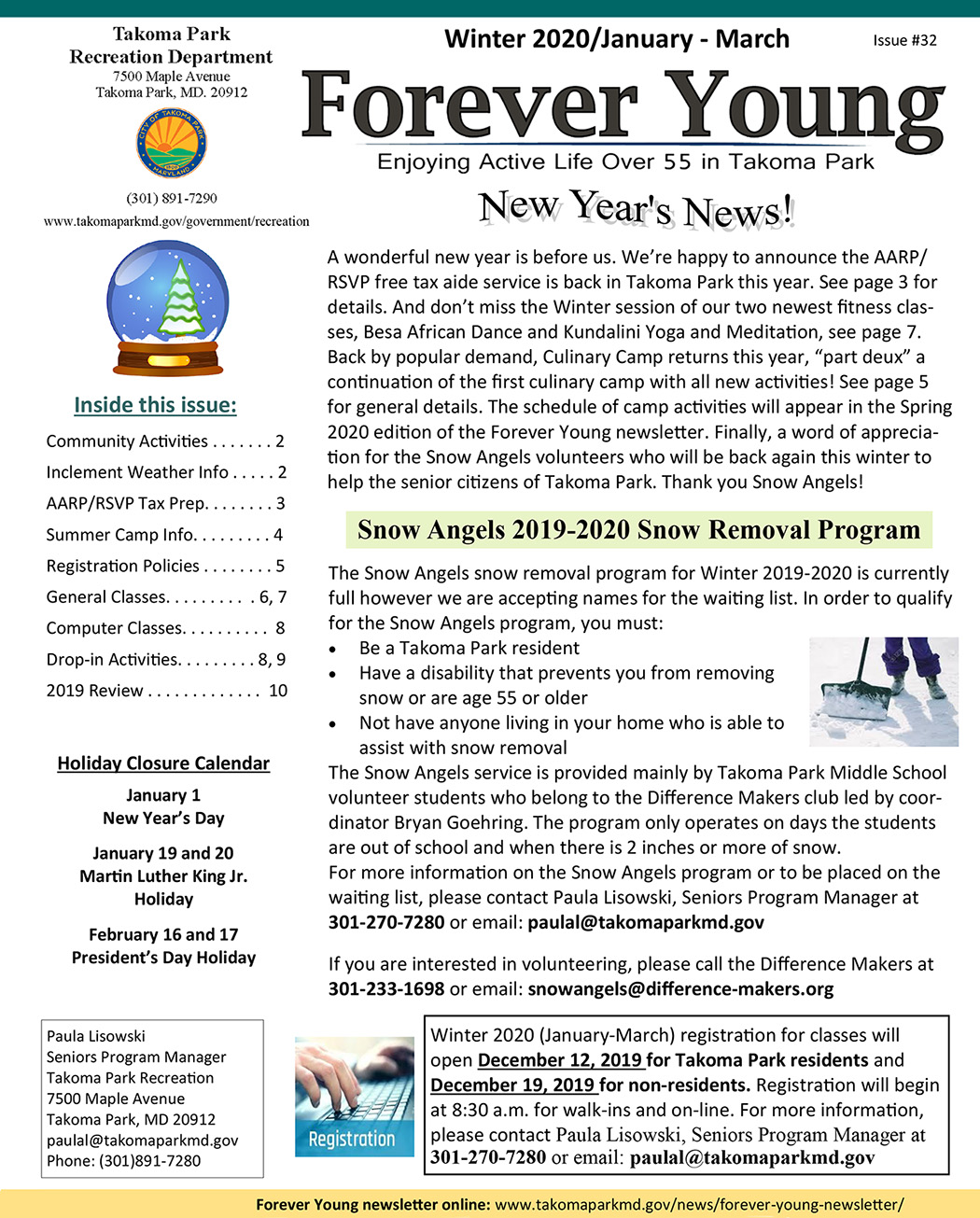 Forever Young Newsletter | City of Takoma Park